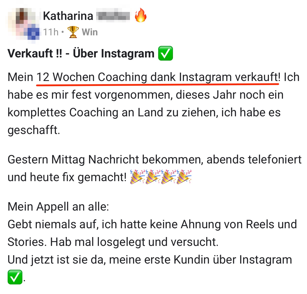 Community-Ergebnis: über Instagram verkauft